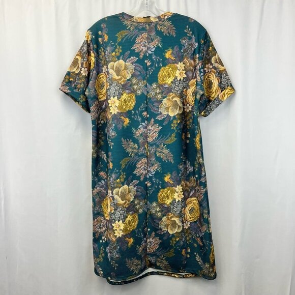 Asos Curve Womens A Line Dress Multicolor Floral Stretch Short Sleeve UK 14 - Picture 3 of 11